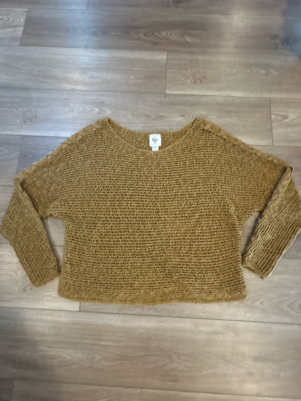 Billabong Open Knit Boho Sweater Medium Camel Size Medium